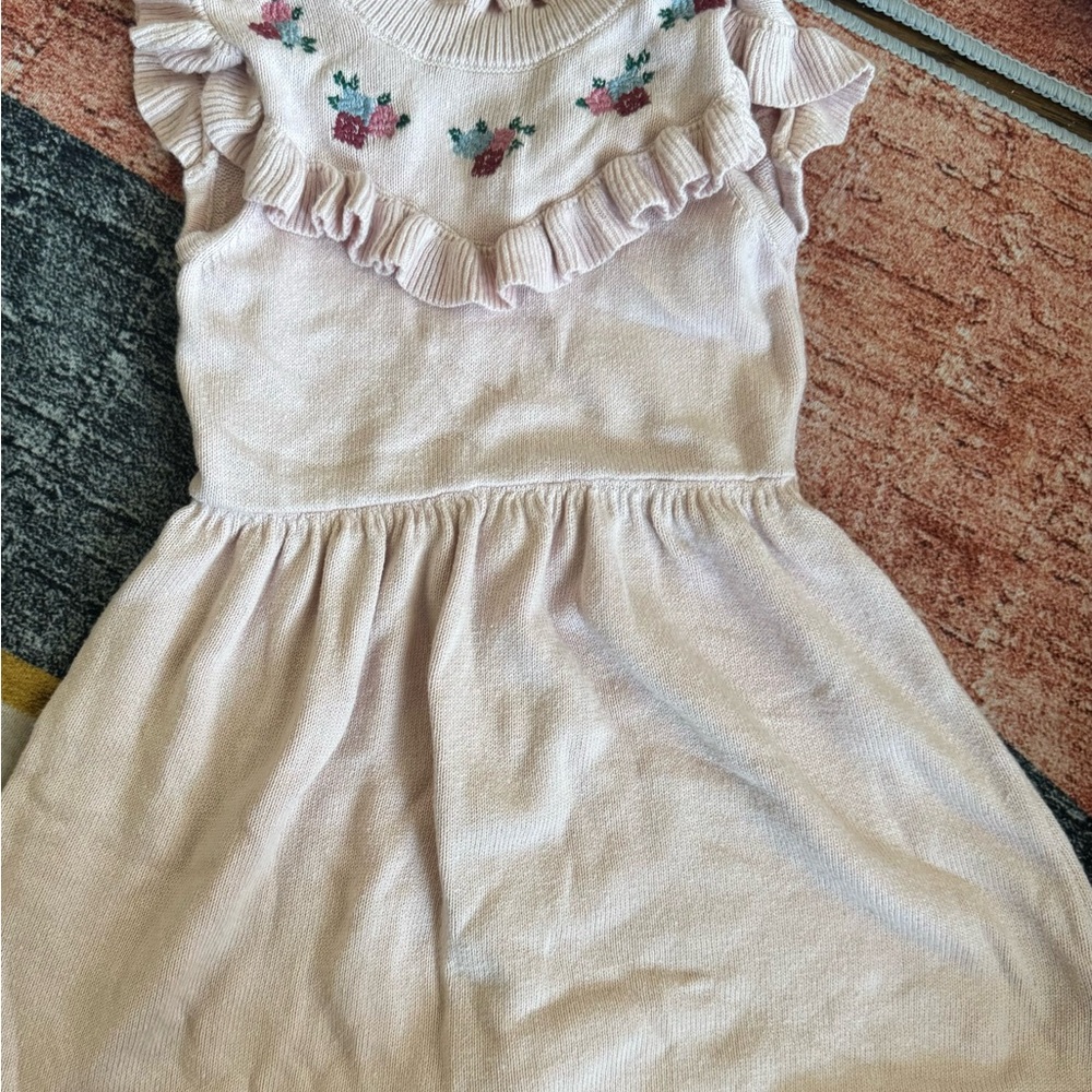 Janie and Jack Cream Ruffled Sundress with Flutter Sleeves